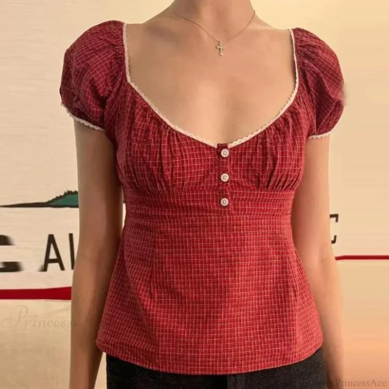 Vintage Square Collar Milkmaid Crop Top image 1