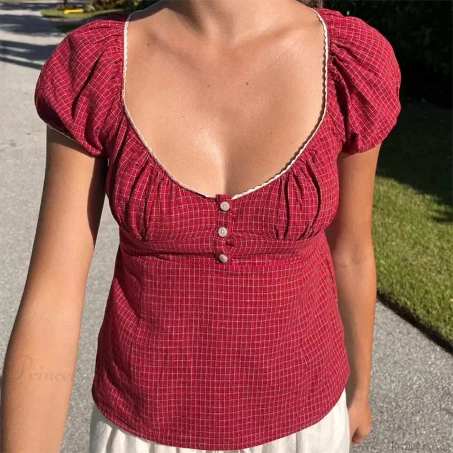 Vintage Square Collar Milkmaid Crop Top image 3
