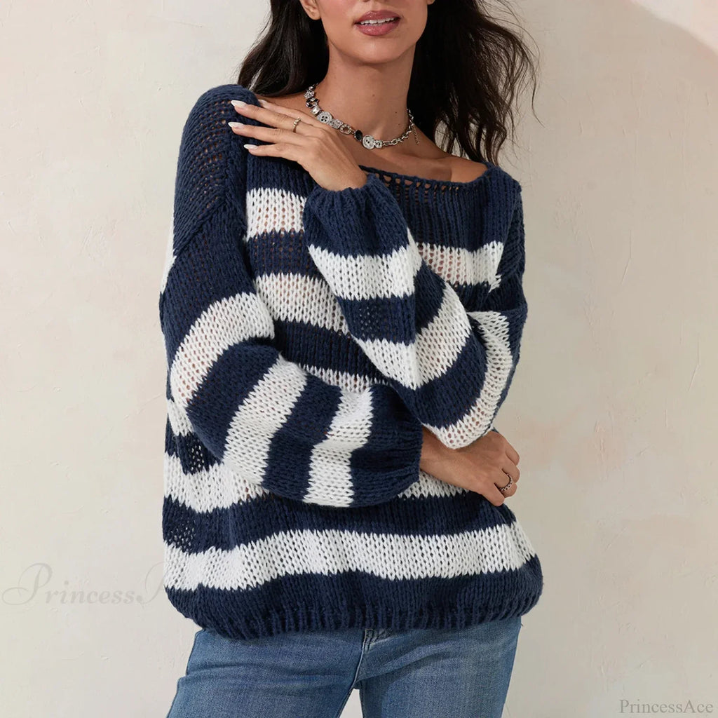 Vintage Striped Boat Neck Sweater image 3