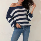 Vintage Striped Boat Neck Sweater image 2