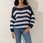 Vintage Striped Boat Neck Sweater image 1