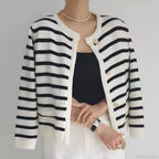 Vintage Striped Loose Knitting Simplicity Knit Cardigan image 3