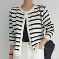 Vintage Striped Loose Knitting Simplicity Knit Cardigan image 1