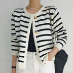 Vintage Striped Loose Knitting Simplicity Knit Cardigan image 1