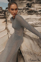 Vintage Striped Tie Beachwear Maxi Dress image 5