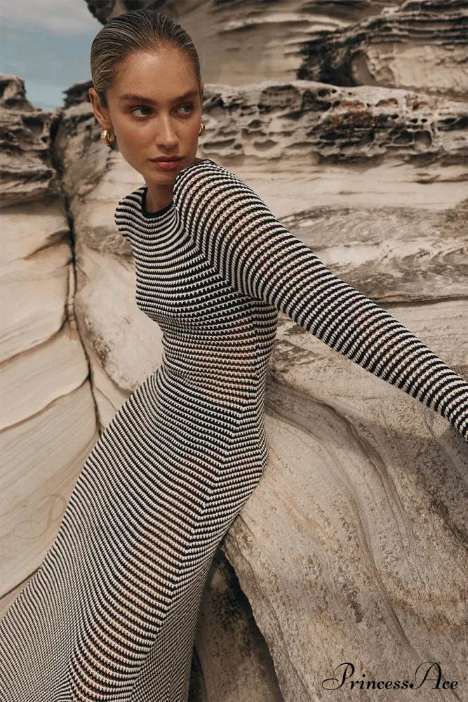 Vintage Striped Tie Beachwear Maxi Dress image 5