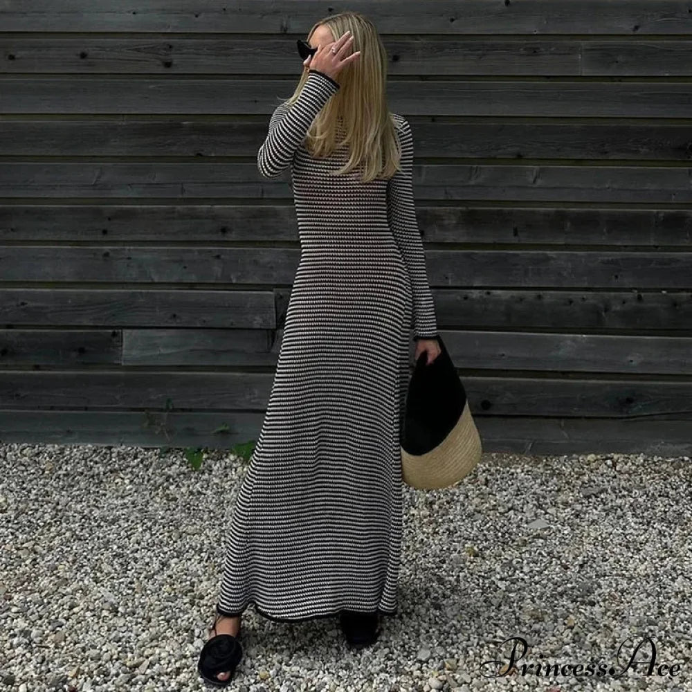 Vintage Striped Tie Beachwear Maxi Dress image 1