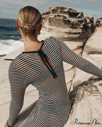 Vintage Striped Tie Beachwear Maxi Dress image 6