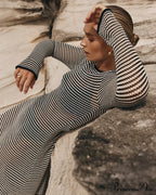 Vintage Striped Tie Beachwear Maxi Dress image 7