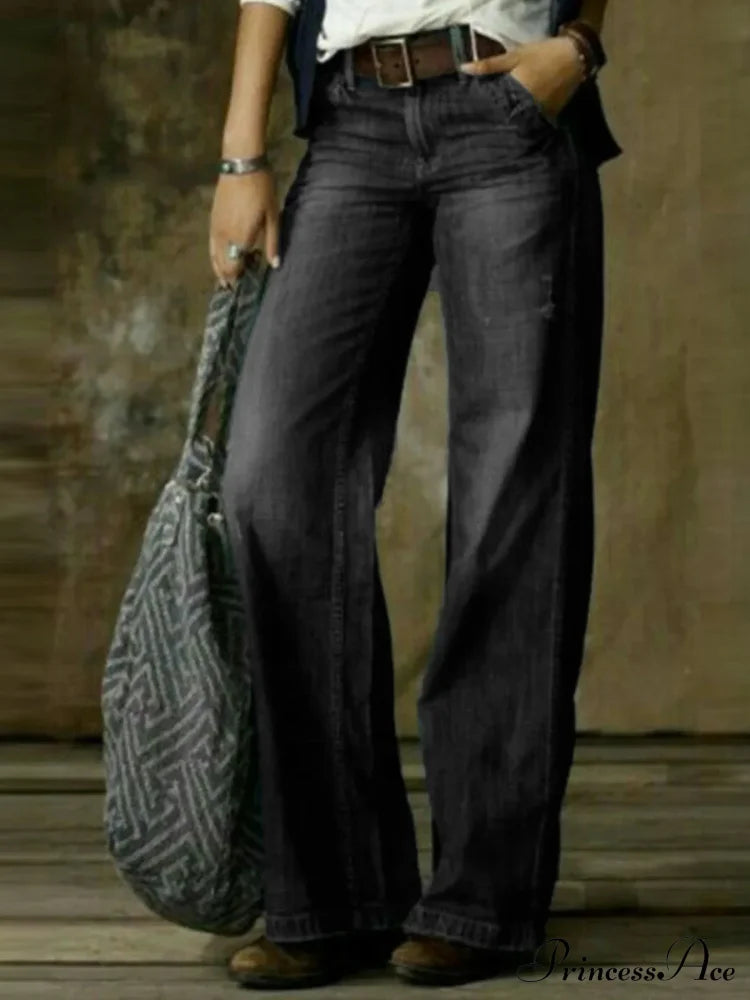 Vintage Style Loose Wide Leg Streetwear Denim Jean image 2