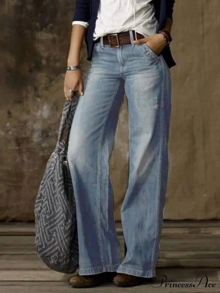 Vintage Style Loose Wide Leg Streetwear Denim Jean image 9
