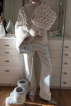 Vintage Stylish Crewneck Bell Sleeve Loose Sweater image 5