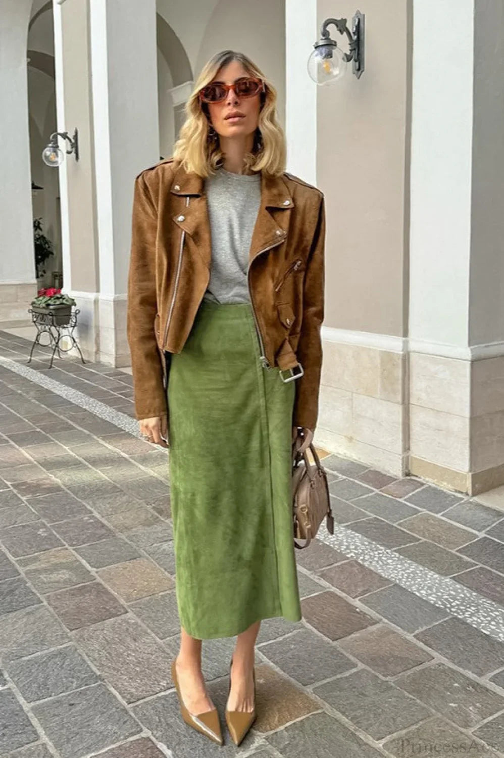 Vintage Suede High Waist Midi Pencil Skirt image 4