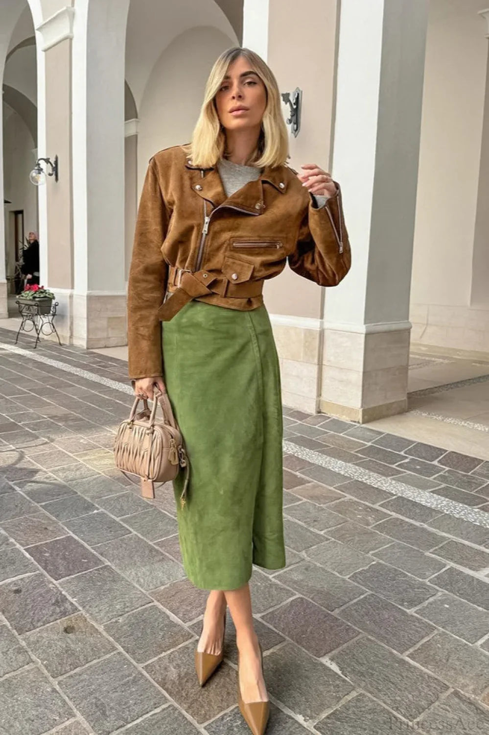 Vintage Suede High Waist Midi Pencil Skirt image 3