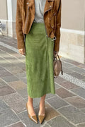 Vintage Suede High Waist Midi Pencil Skirt image 1