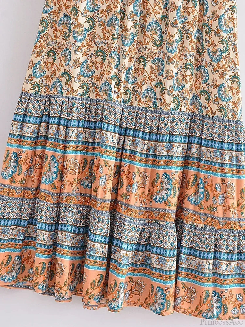 Vintage Summer Floral Print Beach Bohemian Maxi A-Line Skirt image 2