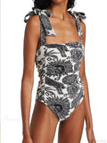Vintage Sun Sketch Print Backless Swimsuit One Piece image 1