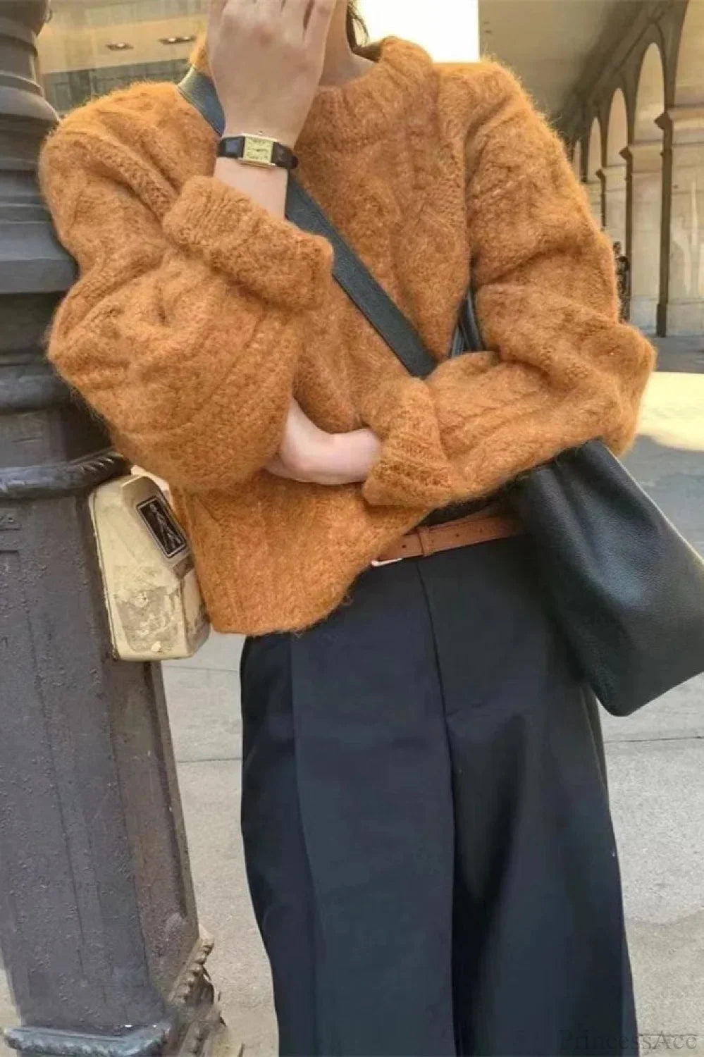 Vintage Thick Yarn Cable Loose Crew Neck Sweater image 8