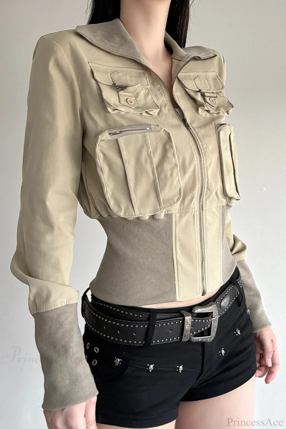 Vintage Utility Long Sleeve Ribbed Jacket image 2