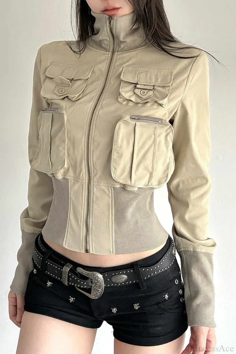 Vintage Utility Long Sleeve Ribbed Jacket image 4