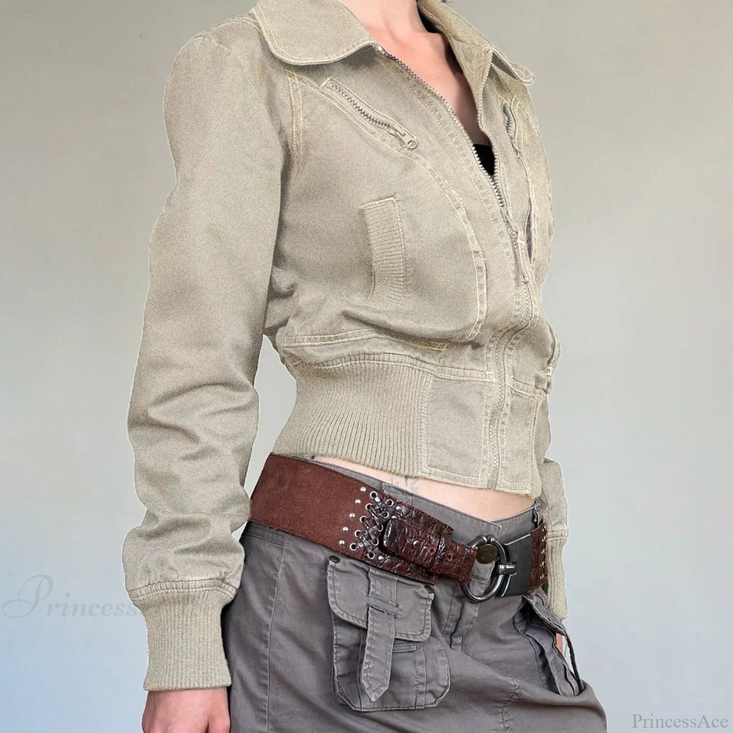Vintage Utility Zip Slim Fit Pocket Jacket image 5