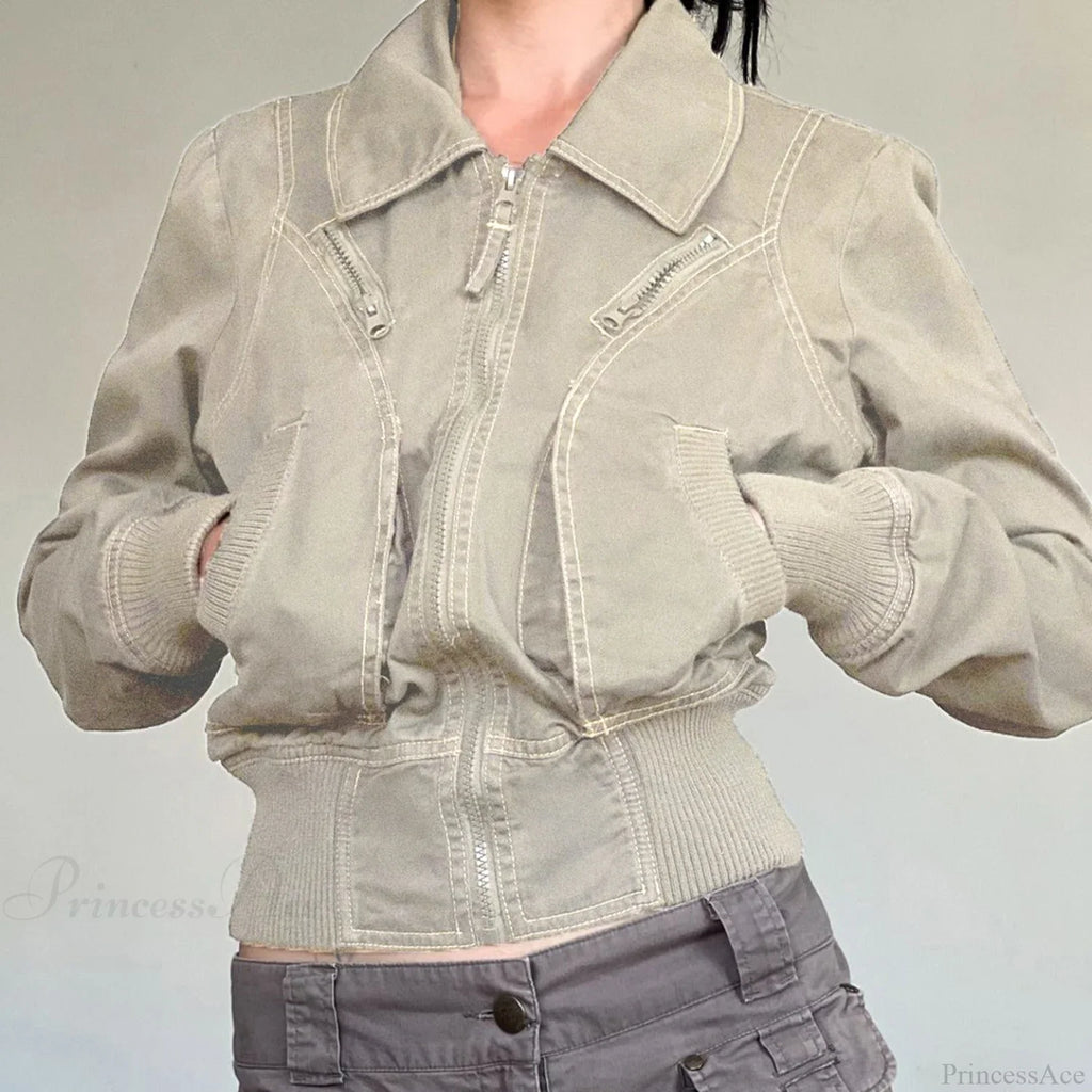 Vintage Utility Zip Slim Fit Pocket Jacket image 4