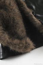 Vintage Y2K Furry Collar Leather Waist - Cinching Jacket image 5