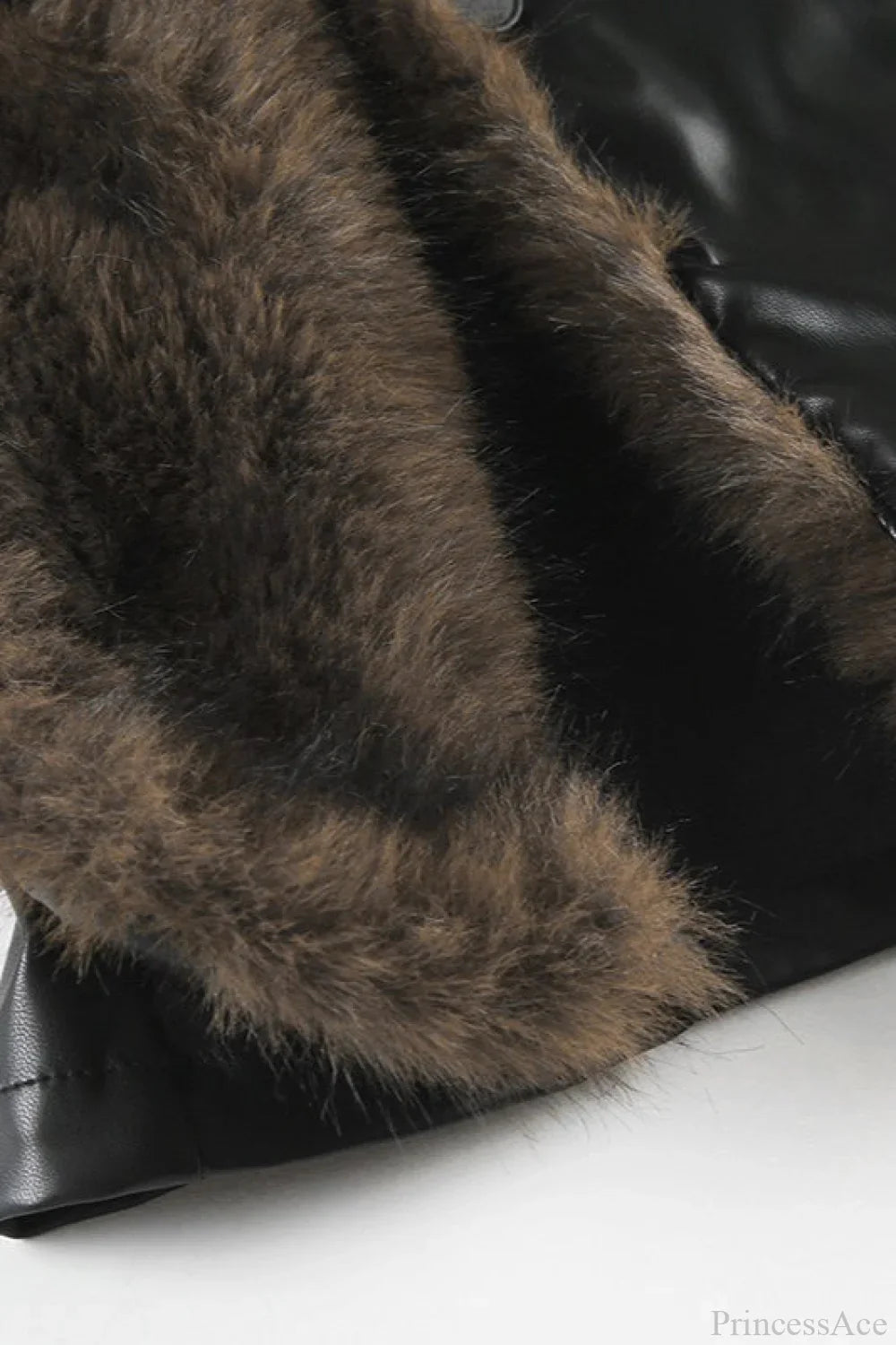 Vintage Y2K Furry Collar Leather Waist - Cinching Jacket image 5