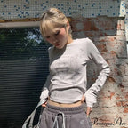 Vintage Y2K Gothic Long Sleeve O-neck Stylish Elegant Trendy Classic Casual Crop Top image 5