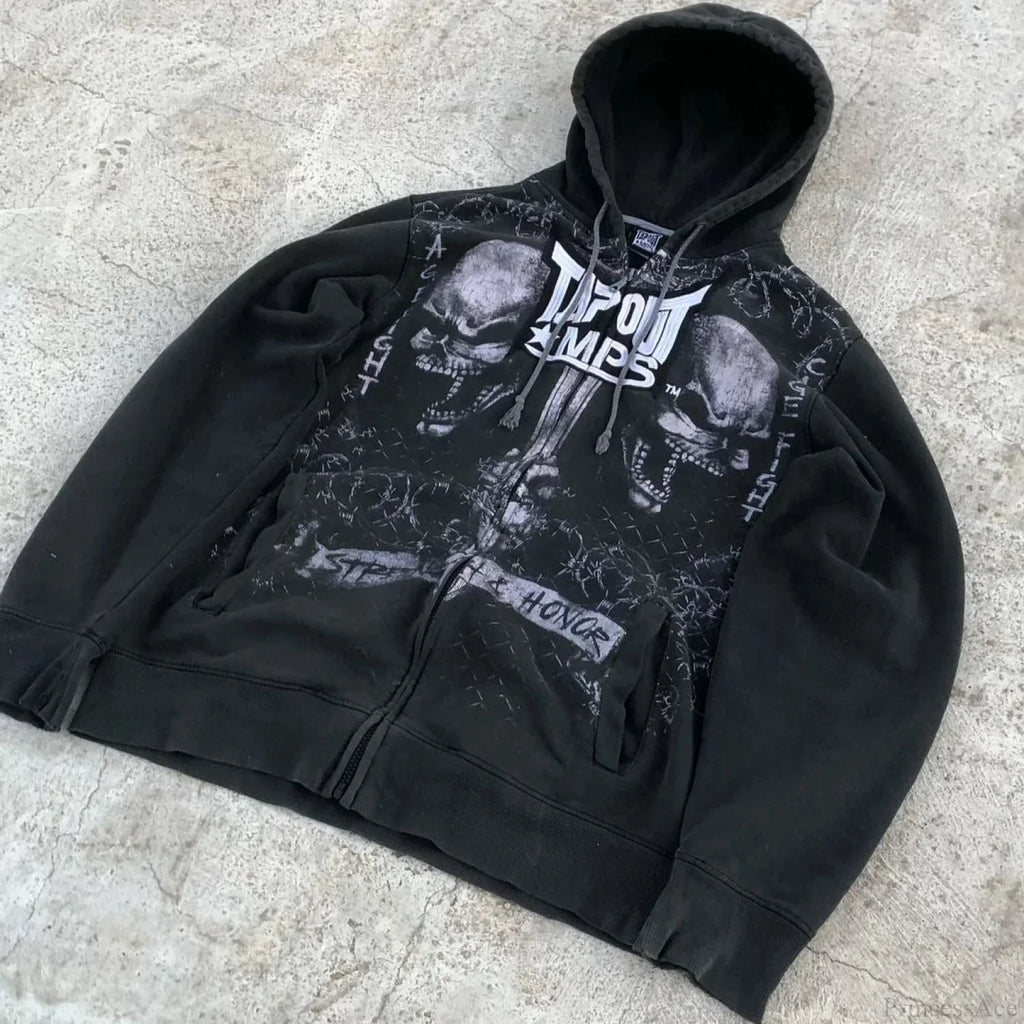 Vintage Y2K Gothic Skeleton Zipper Hoodie image 1