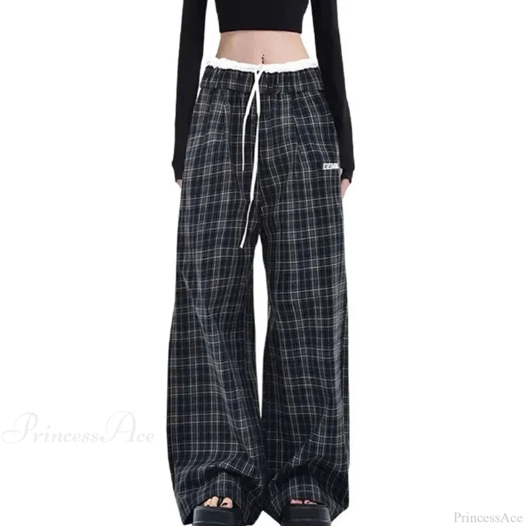Vintage Y2K Plaid Women Sweatpants Pants image 1