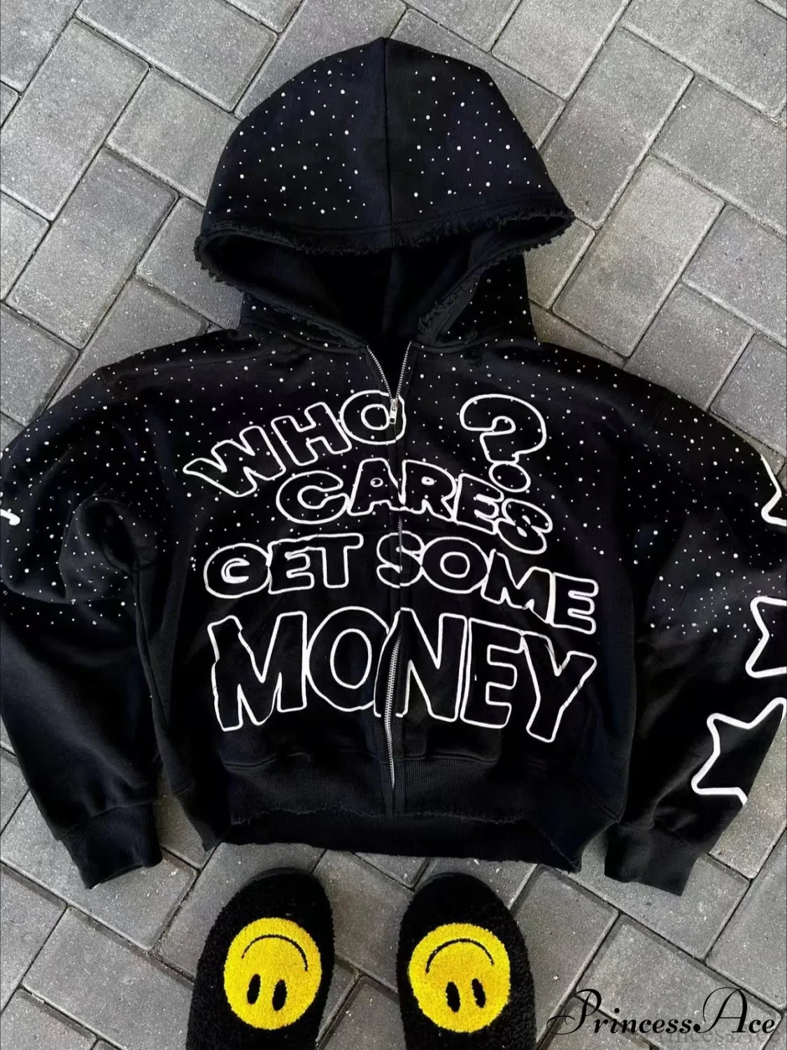Vintage Y2k Zipper Print Hoodie image 1