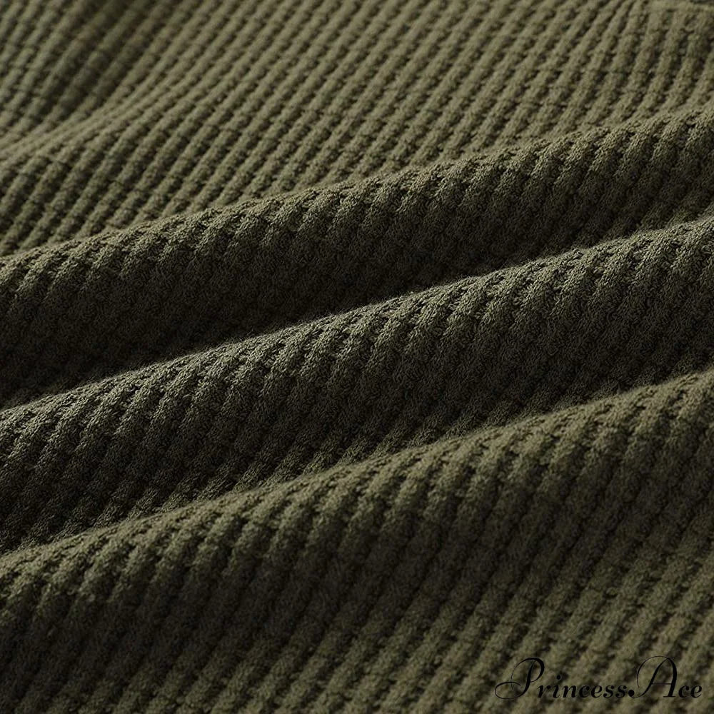 Waffle Neck Tops Knit Henley V for Women image 23