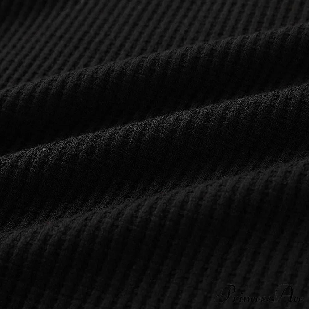 Waffle Neck Tops Knit Henley V for Women image 3