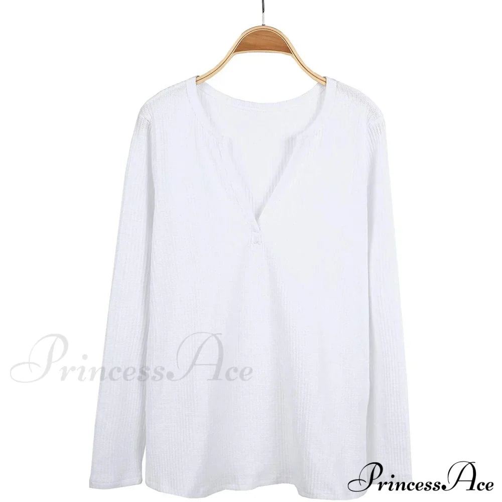 Waffle Neck Tops Knit Henley V for Women image 19