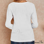 Waffle Neck Tops Knit Henley V for Women image 18