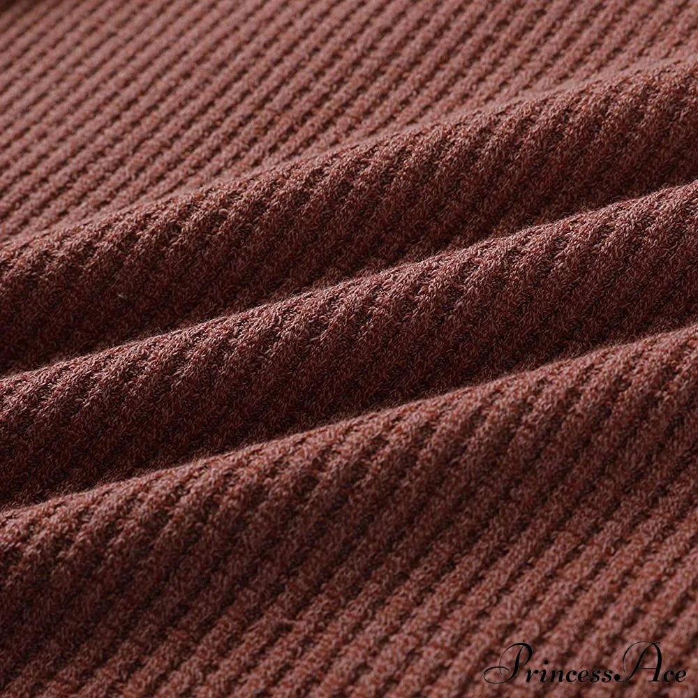 Waffle Neck Tops Knit Henley V for Women image 11