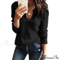 Waffle Neck Tops Knit Henley V for Women image 24