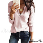Waffle Neck Tops Knit Henley V for Women image 27