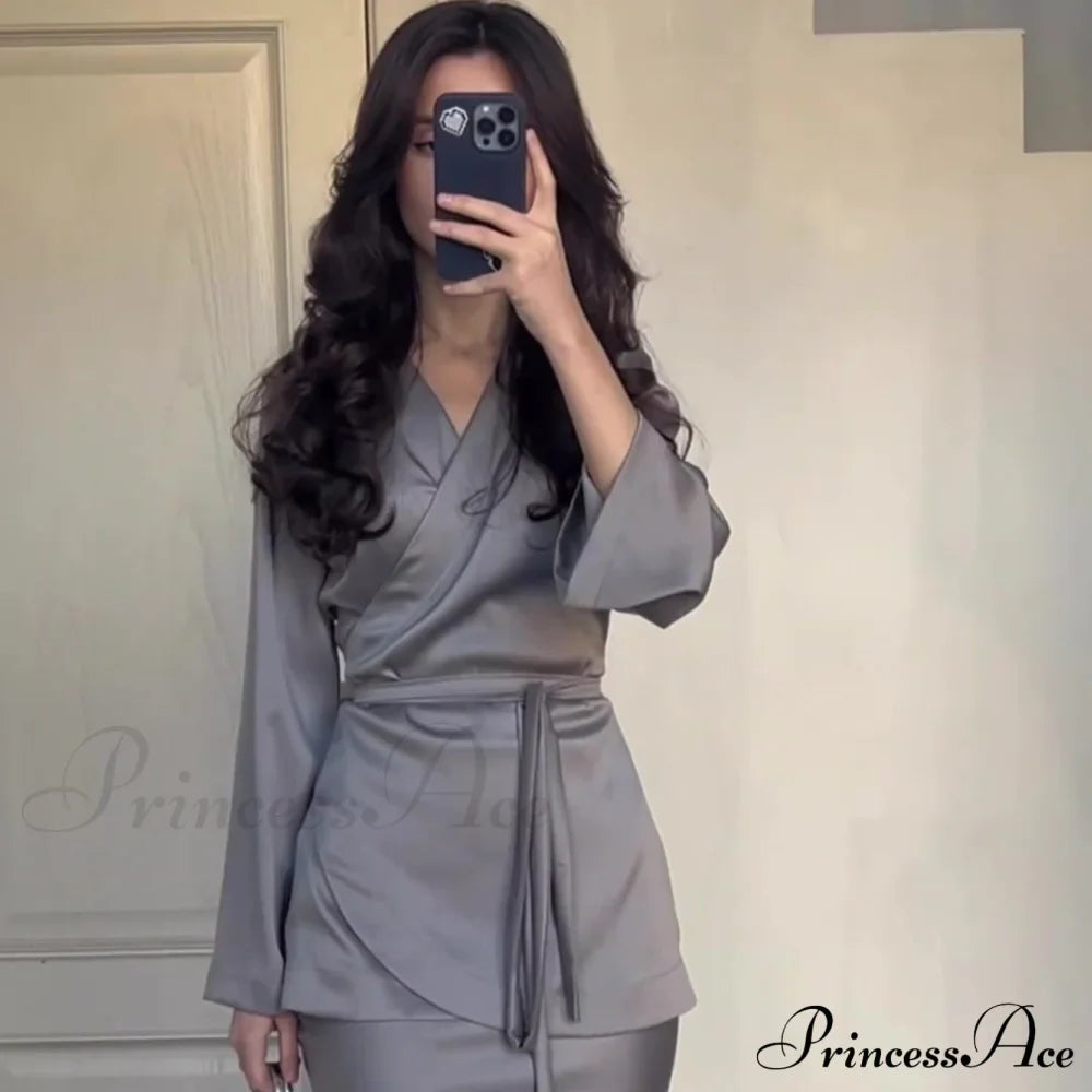 Waist-Accented Long Dress Suit image 2