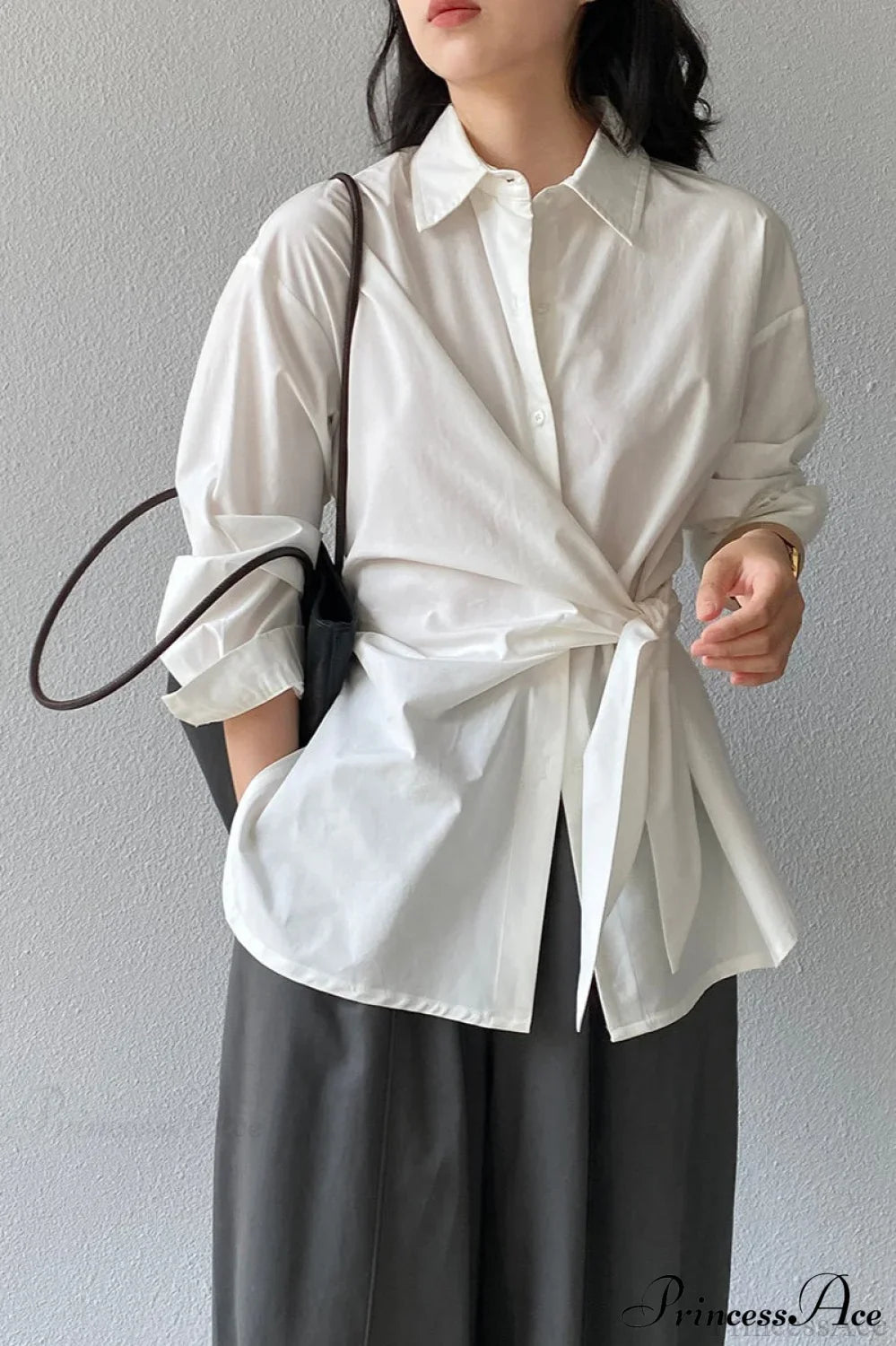 Waist Collared Mid-Length Office Blouse image 4