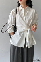 Waist Collared Mid-Length Office Blouse image 4