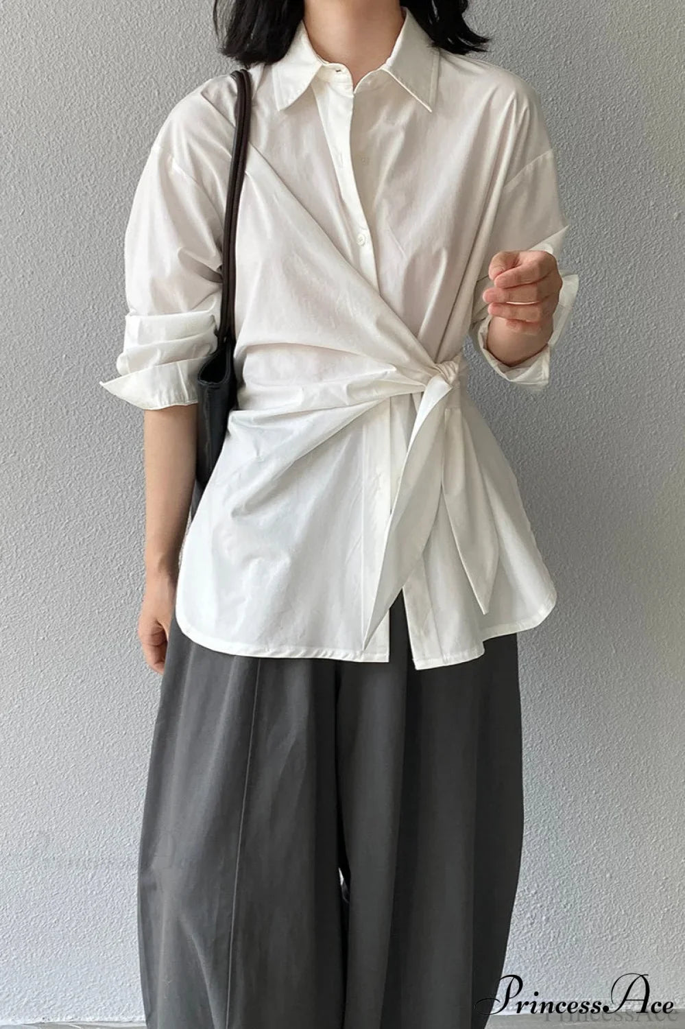 Waist Collared Mid-Length Office Blouse image 2