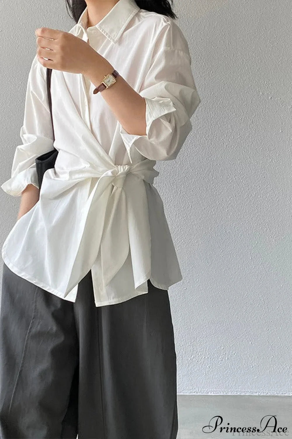 Waist Collared Mid-Length Office Blouse image 1
