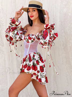 Waist Lace Perspective Arm Long Dress image 4
