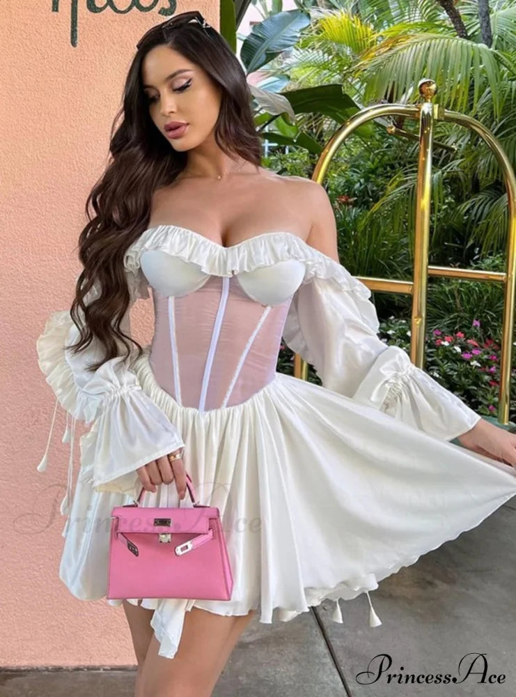 Waist Lace Perspective Arm Long Dress image 3