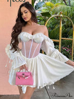Waist Lace Perspective Arm Long Dress image 3