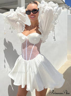 Waist Lace Perspective Arm Long Dress image 1
