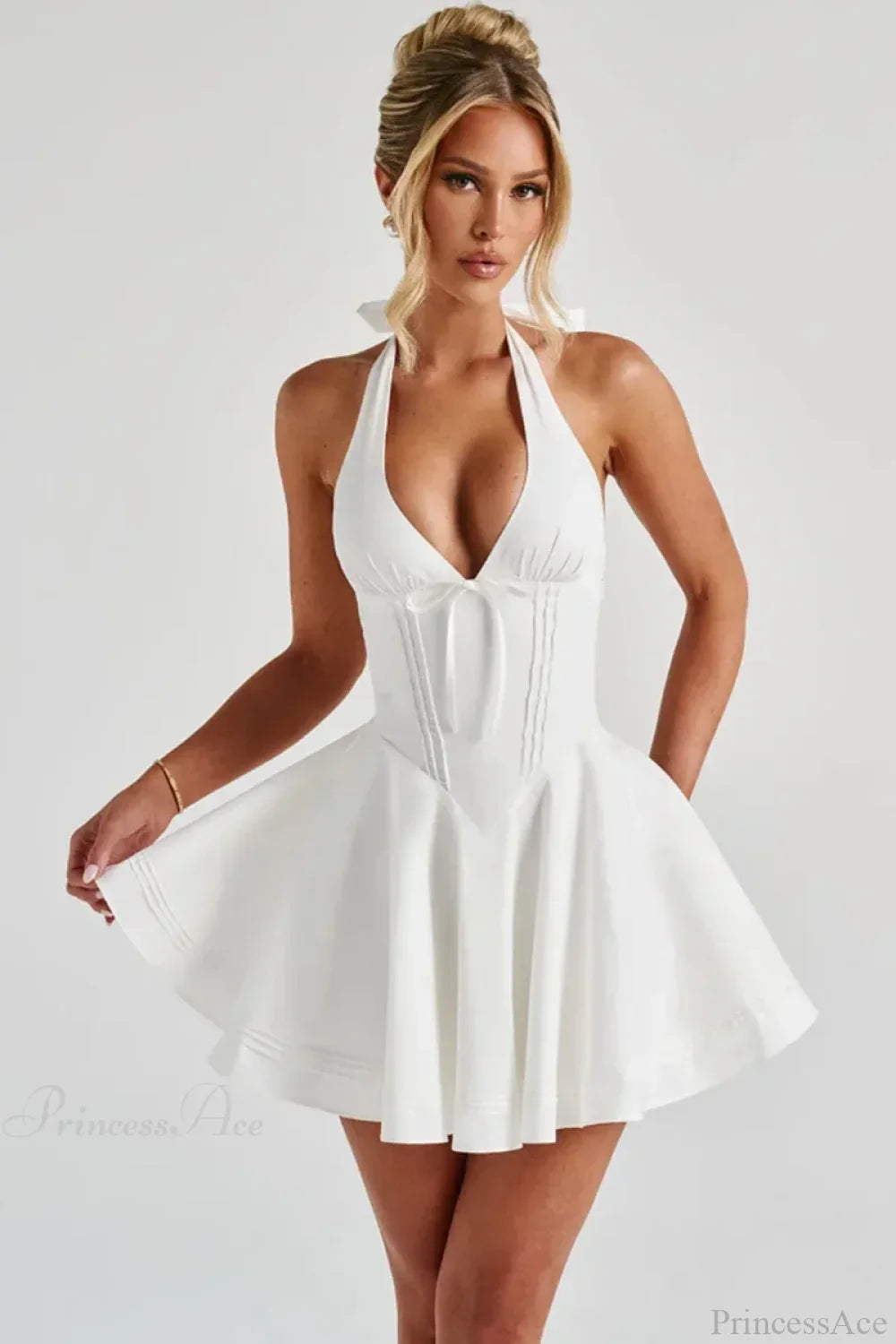 Waist Wrap A-line Mini Vacation Dress image 5