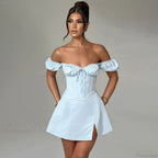 Waist Wrap A-line Off Shoulder Vacation Dress image 2